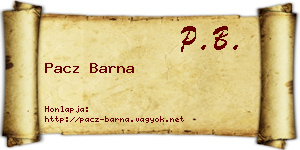 Pacz Barna névjegykártya